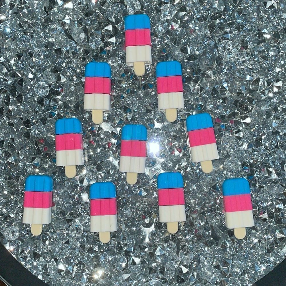 3/$15 New Eccolo set of 10 pink white blue erasers in the shape of popsicles